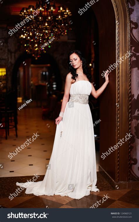 Happy Beautiful Sexy Bride Brunette Girl Stock Photo 124960121 Shutterstock