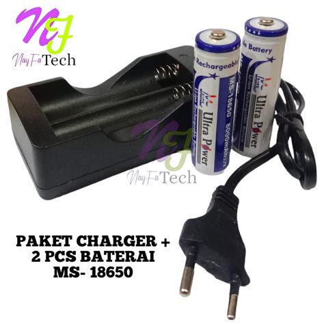 Jual Paket Adaptor Charger 2 Batterai 18650 Li Ion 3 7v 8000mAh