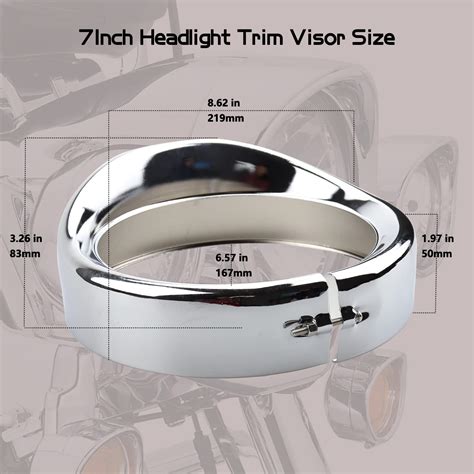 Snapklik 7 Inch Harley Chrome Visor Style Headlamp Trim Rings 4