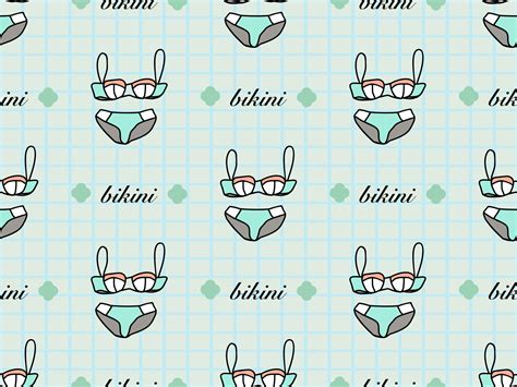 Bikini Personaje De Dibujos Animados De Patrones Sin Fisuras Sobre Fondo Verde Vector En