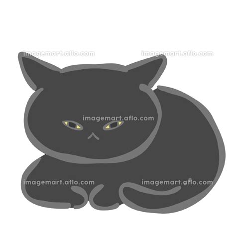 目を細めて座る黒猫のイラスト素材 212845061 イメージマート