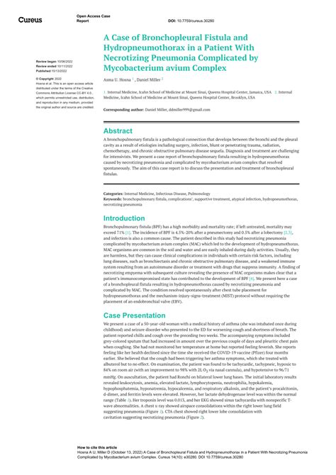 PDF A Case Of Bronchopleural Fistula And Hydropneumothorax In A