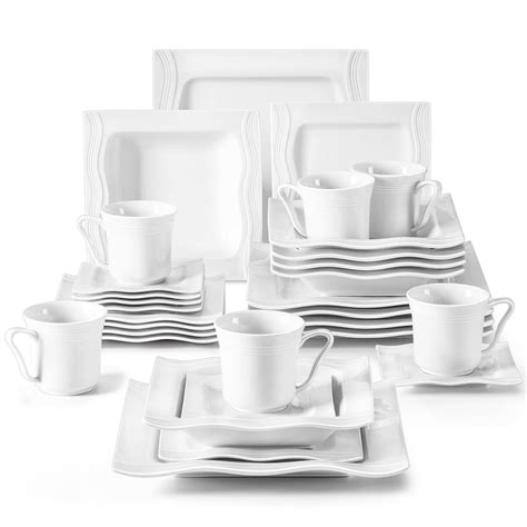 Malacasa Ivory White Dinnerware Sets 30 Piece Square Plates And Bowls