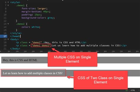 Two Or Multiple CSS Classes On A Single HTML Element