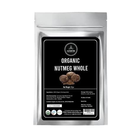 Naturevibe Botanicals Organic Nutmeg Whole 1 76oz 50gm Non GMO And