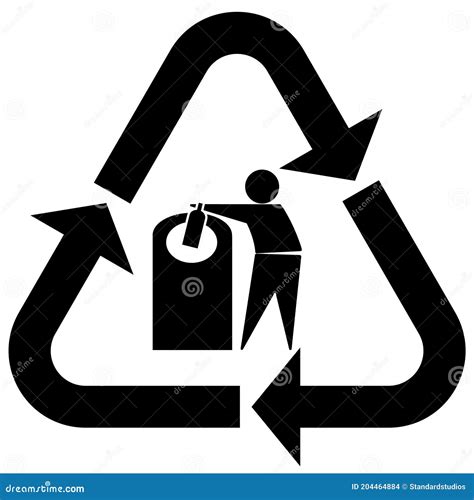 Glass Recycling Symbol Tidy Man Glass Recycling Icon With A Tidy Man And Bottle Vector