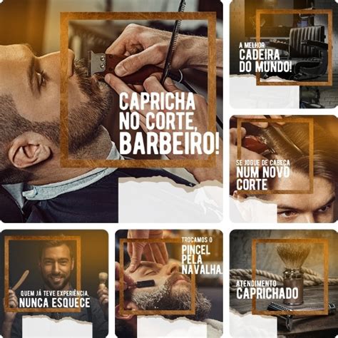 Pack De Artes Para Barbearia Edit Veis No Canva Legendas