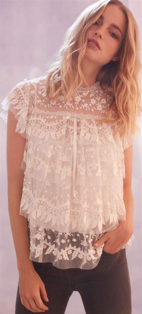 ~ Looking Absolutely Gorgeous In Her Magnifique White Lace Blouse