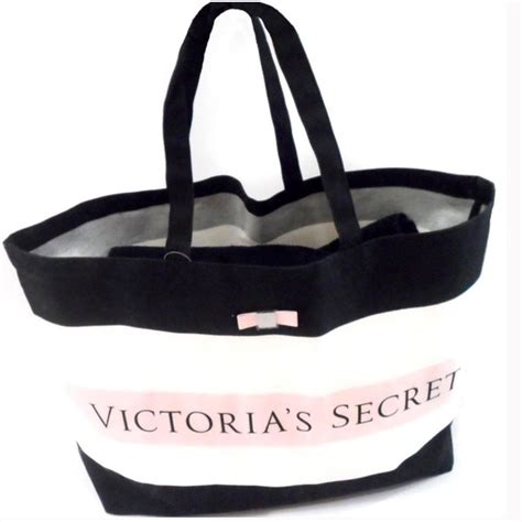 New Victorias Secret White Black And Pink Xl Tote Victoria Secret Pink Bags Victoria Secret