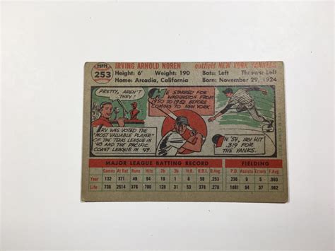 1956 Topps Irv Noren 253 New York Yankees Baseball Card