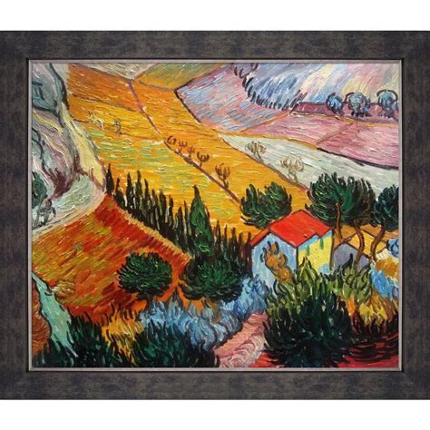 La Pastiche Landscape With House And Ploughman Framed In H X