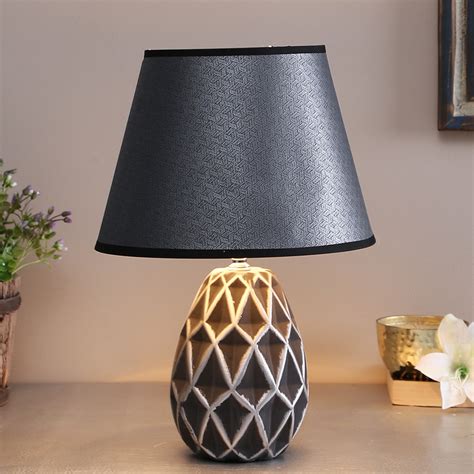 Buy Opluent Black Diamond Pattern Ceramic Table Lamp Online In India