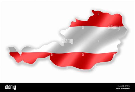 Austria Austrian Country Map Outline With National Flag Inside Stock