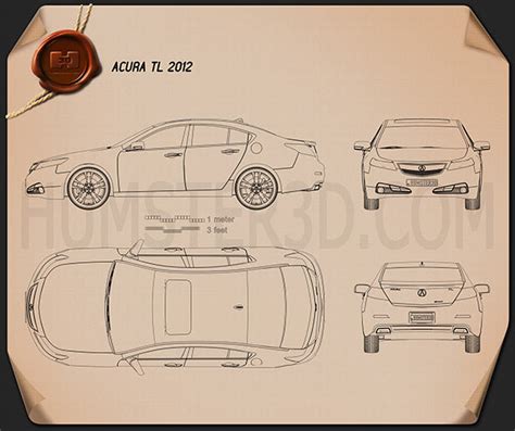 Acura Tl 2012 Blueprint Hum3d