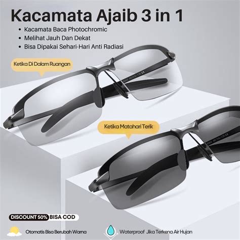 Jual Kacamata Ajaib 3 In 1Original Terbaru Photochromic Fotokromik Pria