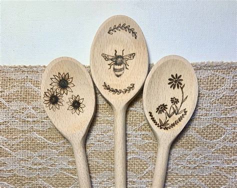 Single Wooden Spoon Woodburned Spoons Baking Puns Etsy Wooden