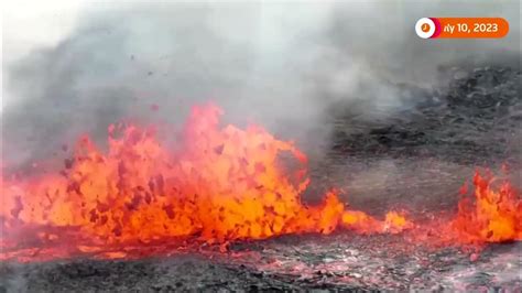 Icelandic Volcano Erupts Spewing Lava And Smoke Youtube