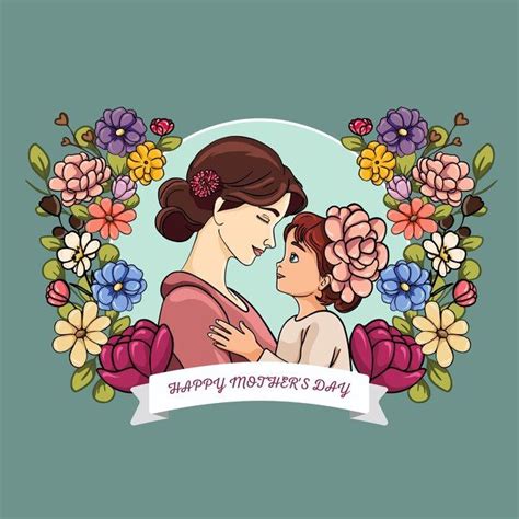 Premium Vector Embrace Of Love Mothers Day Floral Illustration