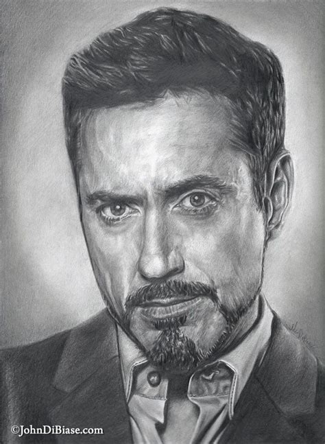 Robert Downey Jr. as Tony Stark {Iron Man} pencil portrait by John ...