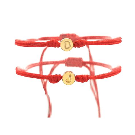 Pulseras De Hilo Rojo Con Iniciales Personalizada Para Parejas