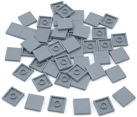 Lego 50 New Light Bluish Gray Tiles 2 X 2 With Groove Flat Smooth