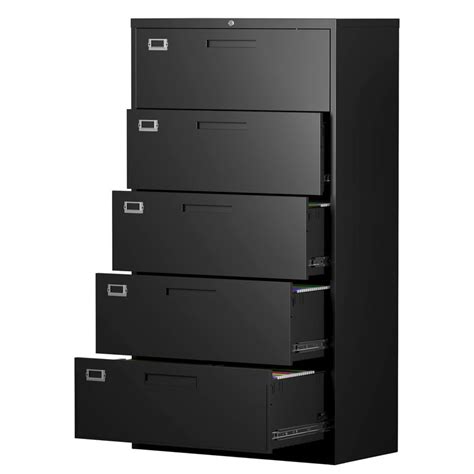 MIIIKO Steel 5 Drawer Lateral File Cabinet With Lock Assembled For