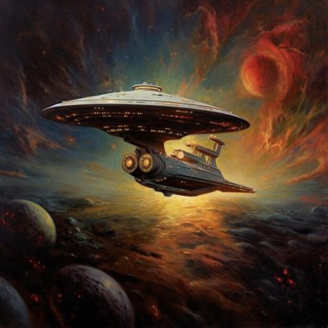 Premium Photo Spaceship Flying Over A Planet With A Red Star In The