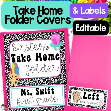 Editable Take Home Folder Covers And Take Home Folder Labels Retro