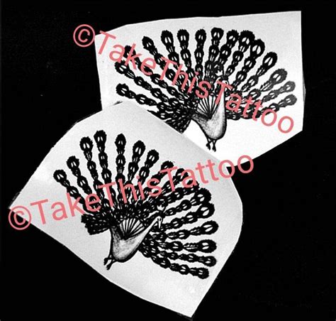 Peacock Bird Temporary Tattoo Set of Two Hand Drawn Unique Designs From EU - Etsy