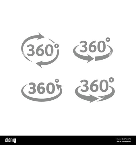 360 Degrees View Loop Vector Icon Three Hundred Sixty Circle Arrow