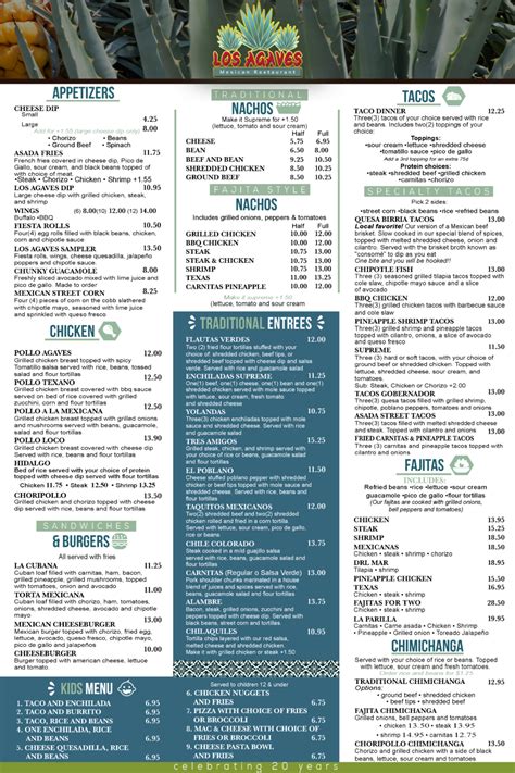 Menus Los Agaves Mexican Restaurant