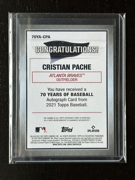 Topps Cristian Pache Years Of Baseball Ya Cpa Rookie Auto Rc