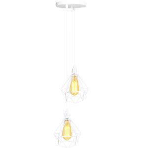 Lustre Luminária Pendente Diamante Retro Duplo Branco 3m Fl Leroy Merlin