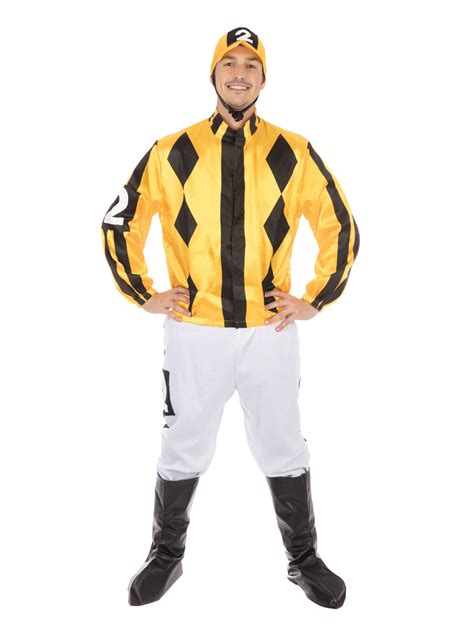 Jockey Yellowblack Mens Fancy Dress Costume Fancy Dress Costume