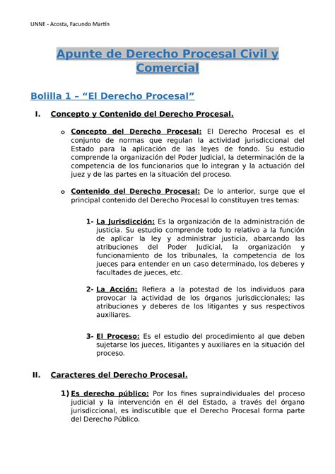 Primer Parcial DE Derecho Procesal Apunte De Derecho Procesal Civil Y