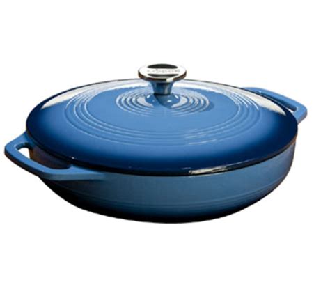 Lodge Ec3cc33 3 6 Qt Blue Porcelain Enameled Cast Iron Round Casserole With Cover Culinary Depot