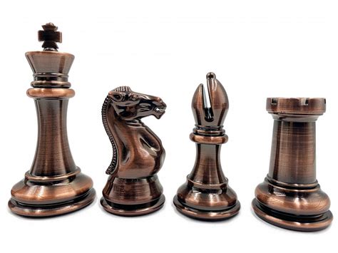 Plastic deluxe chess pieces with triple weight 3.85" and metallic coat ...