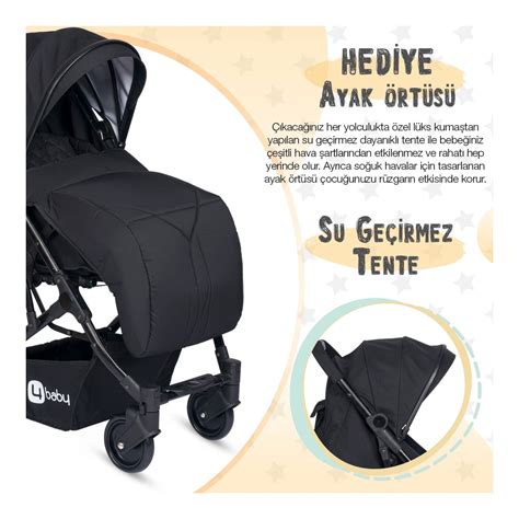 4 Baby Drone Sky Kabin Tipi Bebek Arabası Siyah Mutlu Bebe