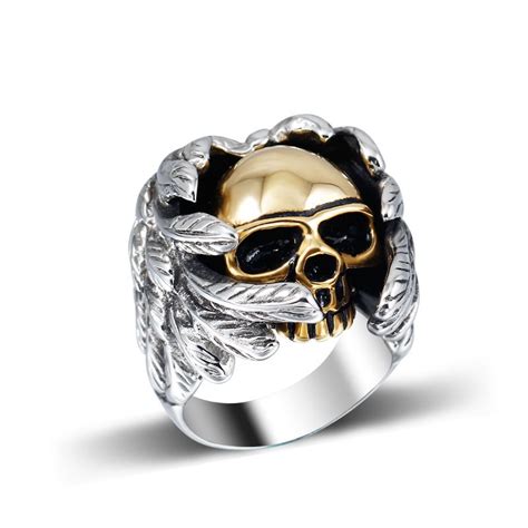 Retro Domineering Personality Titanium Steel Skull Ring Skull Rings