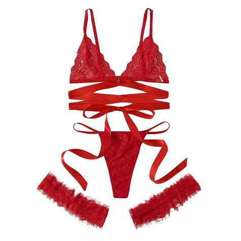 New Red Lingerie Women Sexy Hollowing Out Underwear Lace Sex Costumes