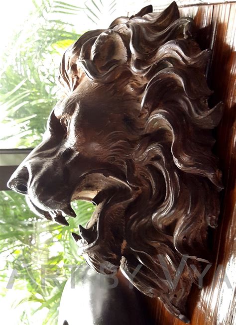 Decor Lion Head Decor Garden Statue Garden Ornament Lion Etsy