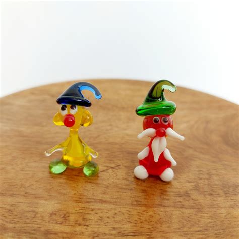 Miniature Glass Figurines Tiny Glass Gnomes Murano Glass Etsy