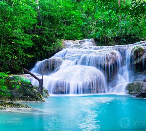 Waterfall At Erawan National Park Kanchana Buri Thailand