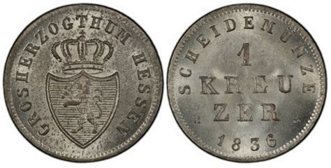 1 Kreuzer Louis II Grand Duchy Of Hessen Darmstadt Numista