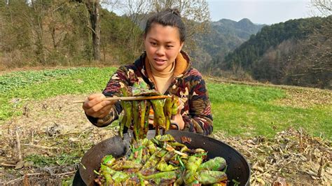 今天歐妹幹完活，做了一大鍋豆豉辣椒炒肉吃到飽 Eating Delicious Chili Peppers Today Youtube