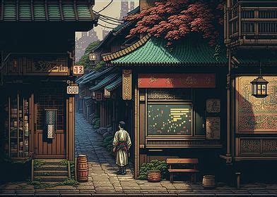 Japan Pixel Art Poster By Kyzart Displate