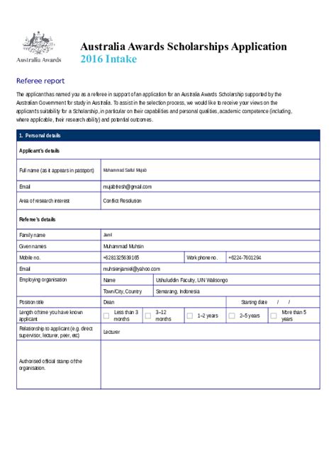 Doc Australia Awards Scholarships Application 2016 Intake Referee Report Fatkhur Rohman