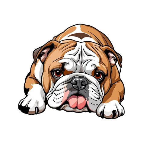 Un bulldog marrón y blanco está tendido en el suelo con la lengua fuera