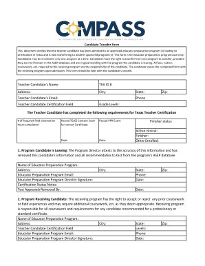 Fillable Online Compass Transfer Form Dallas Isd Fax Email Print