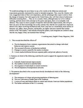 APUSH Period 4 Part 1 Stimulus Based Multiple Choice Test Bank Questions